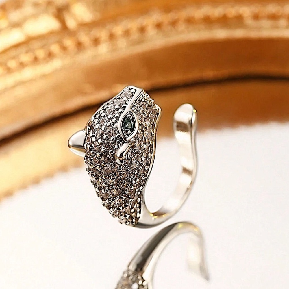Silver Zircon Leopard Cuff Earring, Cartilage, Minimalist